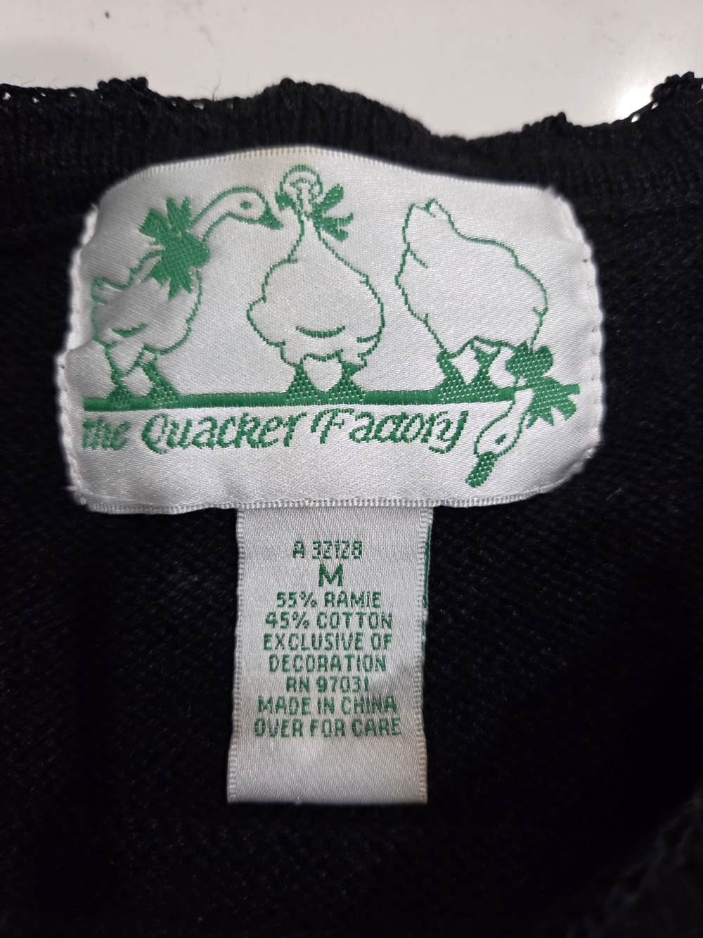 Quacker Factory Black Sequin Angel Sweater with Pink, Blue & Gold Accents Size M - Picture 7 of 9